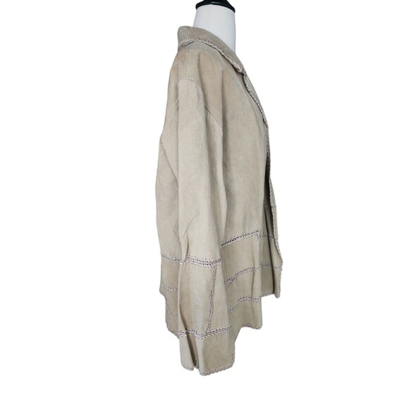 Outbrook Suede Jacket Women's Size 3X Crochet Patchwork Boho Cottage Tan Hippie - Picture 5 of 9
